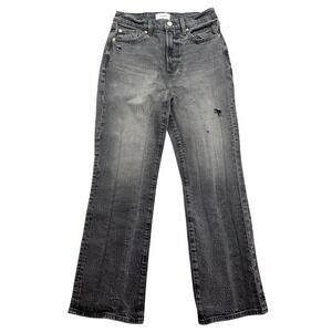 Pistola Denim High Rise Distressed Bootcut Jeans Black Wash Sz 26‎ Fits 26"